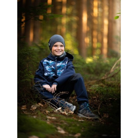 Laste softshell püksid fliisvoodriga Street strong, tumesinine/must