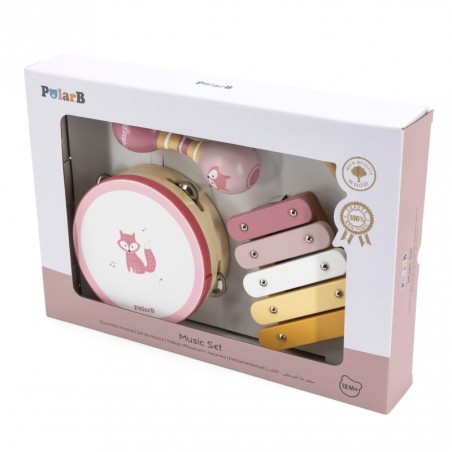 Puidust muusikariistade komplekt, roosa