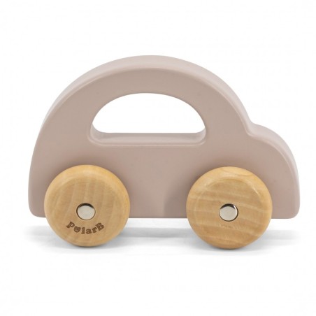 Puidust ratastel auto, pruun