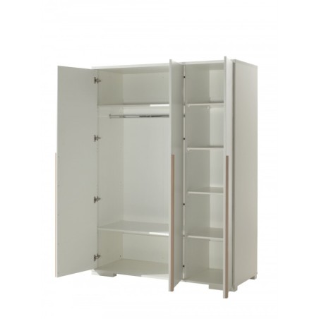 Riidekapp London 3 uksega, valge/pöök