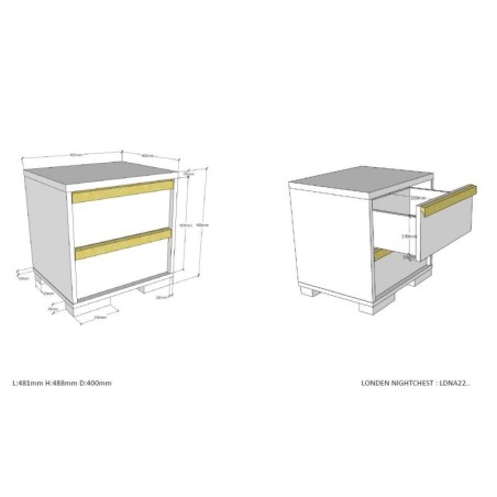 Öökapp London, valge/pöök