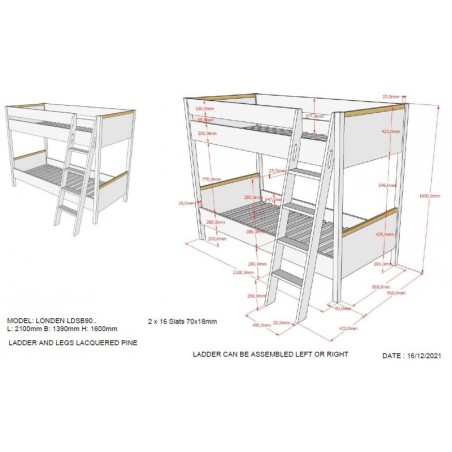 Narivoodi London valge/pöök
