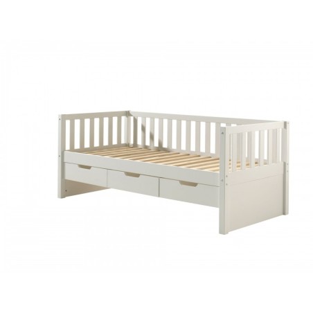 Voodi Fritz 90x200 cm 3 sahtliga, valge