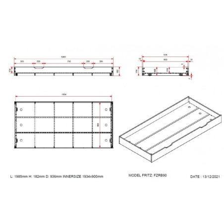 Voodi Fritz 90x200 cm 3 sahtliga + voodialune lisavoodi sahtel, valge