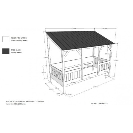 Majavoodi House 90x200 cm, valge