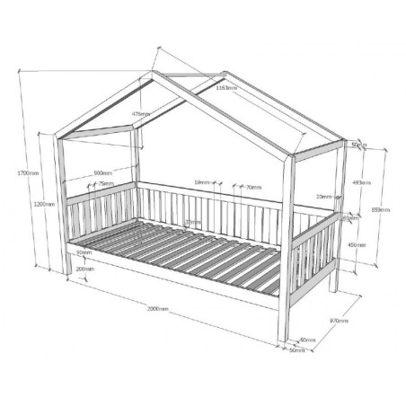 Majavoodi Dallas 90x200 cm koos lisavoodi sahtliga, naturaalne