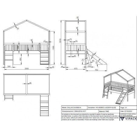 Majavoodi Dallas trepi ja liumäega 90x200 cm