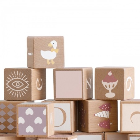 Puidust pastellsed klotsid tähed/mustrid, 29 osa