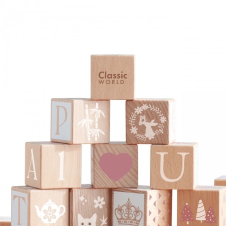 Puidust pastellsed klotsid tähed/mustrid, 29 osa