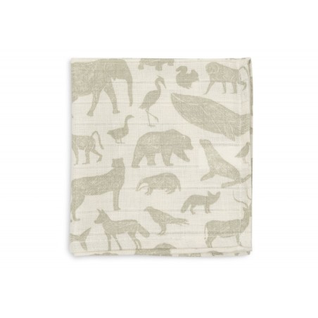 Musliin lapid 3 tk, 31x31 cm, Animals Olive Green