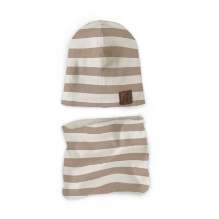 Müts ja torusall komplekt Ribbed, Stripes beige