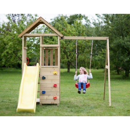 Mänguväljak Junior J7 kollane (liumägi+ronimissein+kiik+piknikulaud)