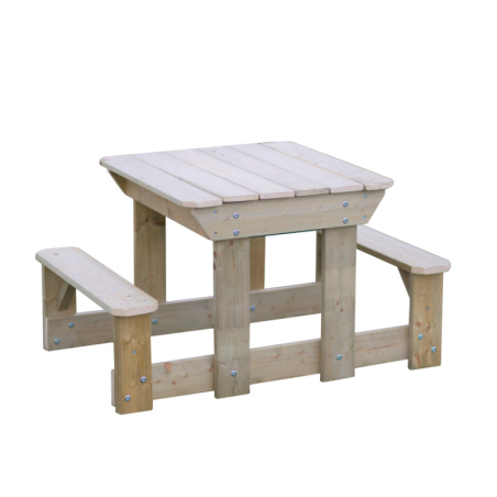 Laste mängulaud piknikulaud pinkide ja kastidega