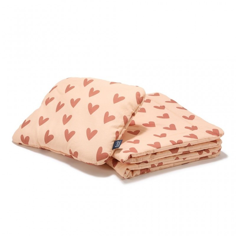 Tekk 110x140 cm + padi 40x60 cm, HEARTBEAT PINK
