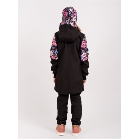 Laste softshell mantel fliisvoodriga, must/magic flowers