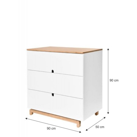 Kolme sahtliga kummut NOMI tamm/valge