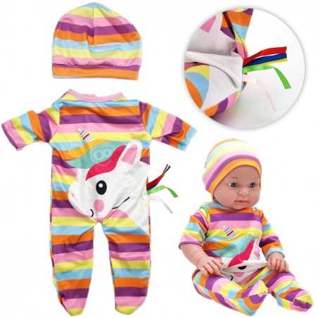 Nukuriiete komplekt Romper Body Unicorn Müts 43-46 cm
