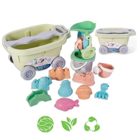 Liiva mänguasjade komplekt Käruga 13 osa BIOLAGUNEV ORGAANILINE MATERJAL
