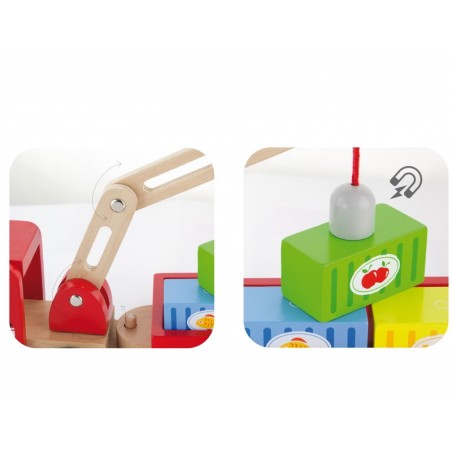 Viga Toys puidust kraana konteineritega
