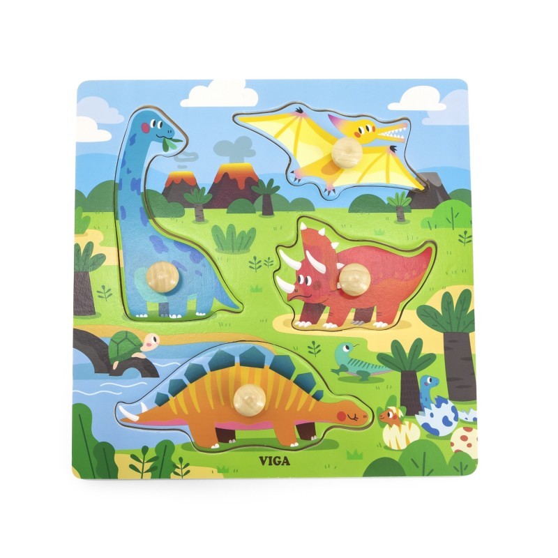 VIGA Puidust nuppudega pusle dinosaurused