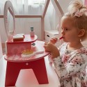 Roosa puidust peegliga meigilaud