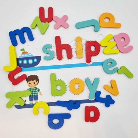 Pusle Montessori tähestiku õppimine Tähtede õppimine Loomasõnad kuduvad 57 el.