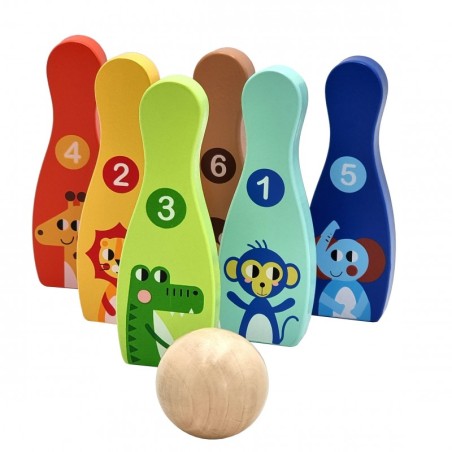 Puidust laste keegel 6 tk. + Pall