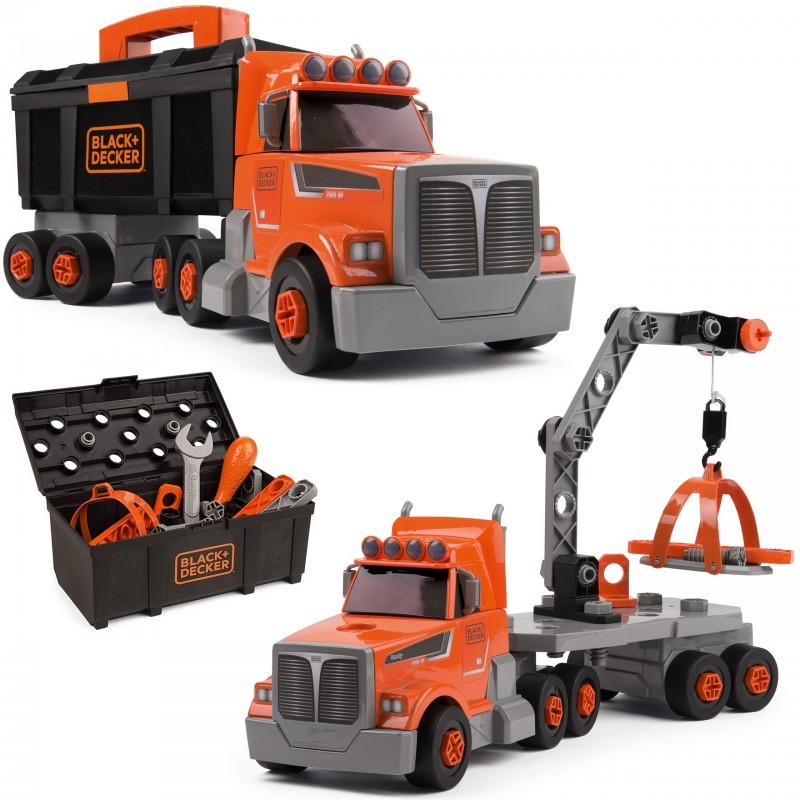 Smoby Truck 3in1 Black+Decker tööriistad, kraana, 60 aksessuaari