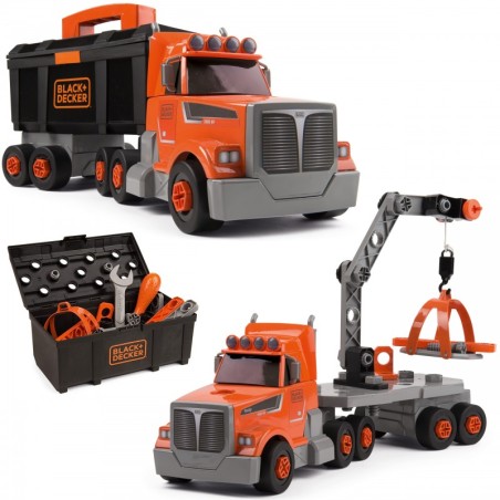 Smoby Truck 3in1 Black+Decker tööriistad, kraana, 60 aksessuaari