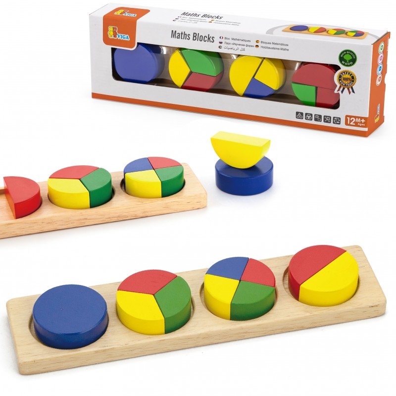 Puidust pusle matemaatilised plokid murrud 11 elementi Montessori