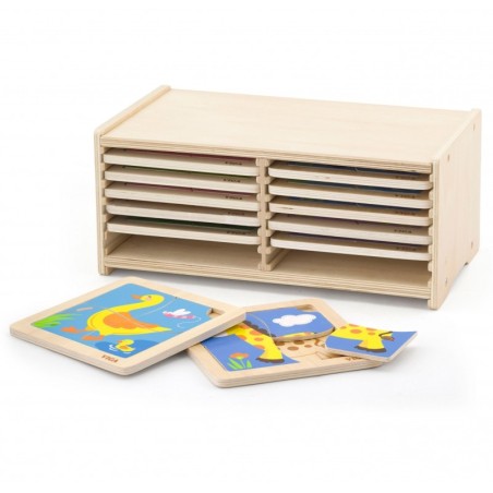 Puidust pusled 12 tk hoidjas (4 osaline pusle)