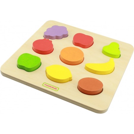 Puidust kujusorteerija Masterkidz värvilised Montessori puuviljad