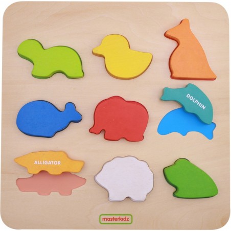 Montessori puidust kujusorteerija Masterkidz värvilised loomad