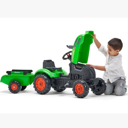 FALK Traktorek X Traktor roheline koos haagisega + signaal, alates 2 aastast