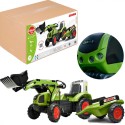 FALK pedaalidega traktor kopaga ja treiler, Roheline CLAAS, alates 3 aastast