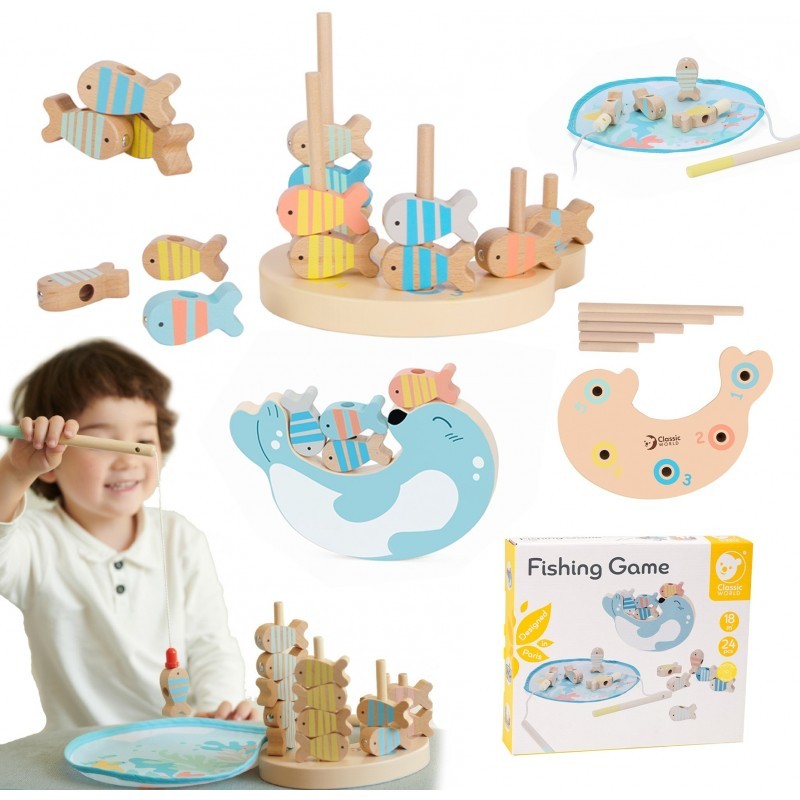 Puidust kalastamise mäng 2 ridvad 24 el.