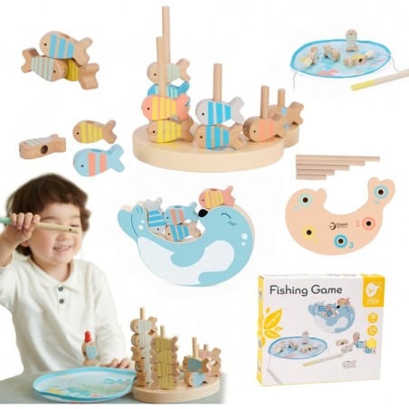 Puidust kalastamise mäng 2 ridvad 24 el.