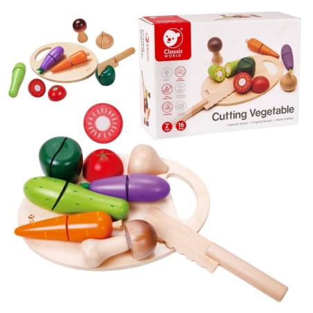 CLASSIC WORLD Puidust komplekt köögiviljade lõikamiseks takjapaelaga 16 el.
