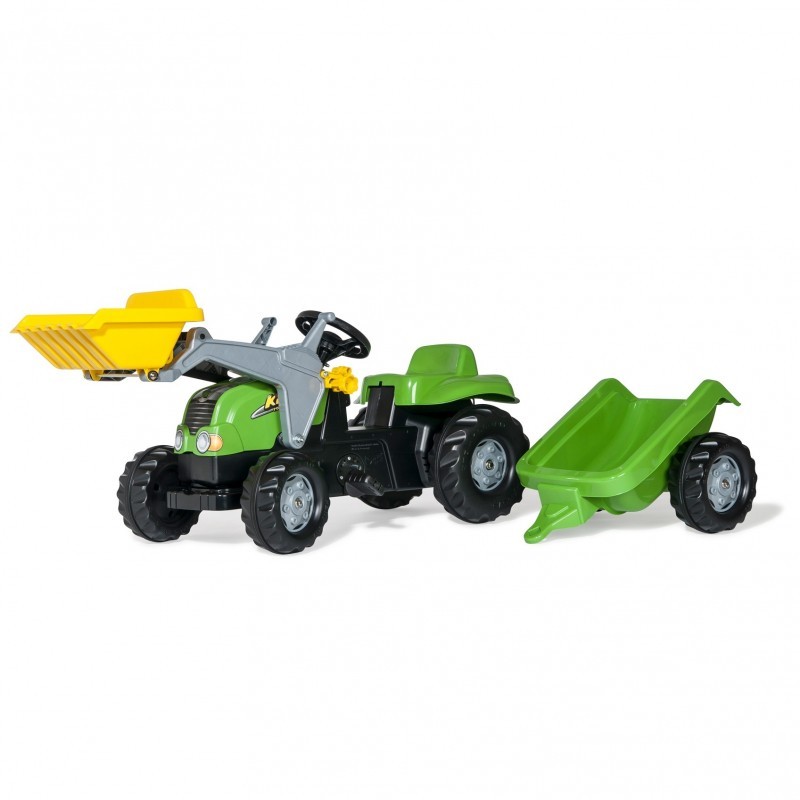 RollyKid pedaalidega traktor koos kopa ja haagisega