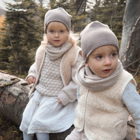 Meriino kahepoolne müts, beež/pruun