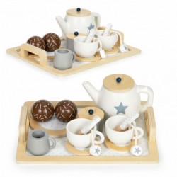 Puidust teekomplekt, kann, tassid, 17 elementi