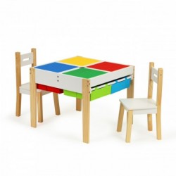 Puidust lastemööbli komplekt: laud + 2 tooli lego