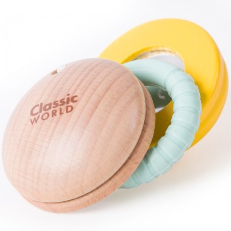 Puidust sensoorne kõristi/peegel beebile