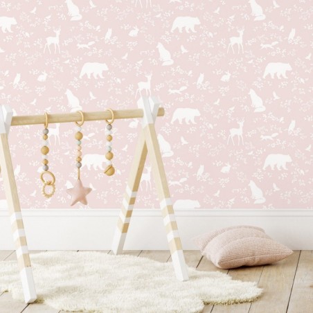 Tapeet Forest Animals roosa