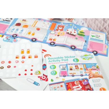 Woopie korduvkasutavate kleepsudega voldikraamat jäätisepood ja tuletõrjeauto