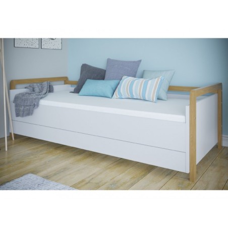 Diivan Victor 80x180 cm, sahtliga ja madratsiga, valge
