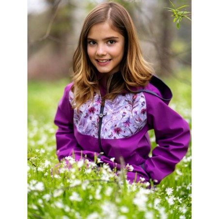 Laste softshell jope ilma voodrita 122/128, lilla/meadow