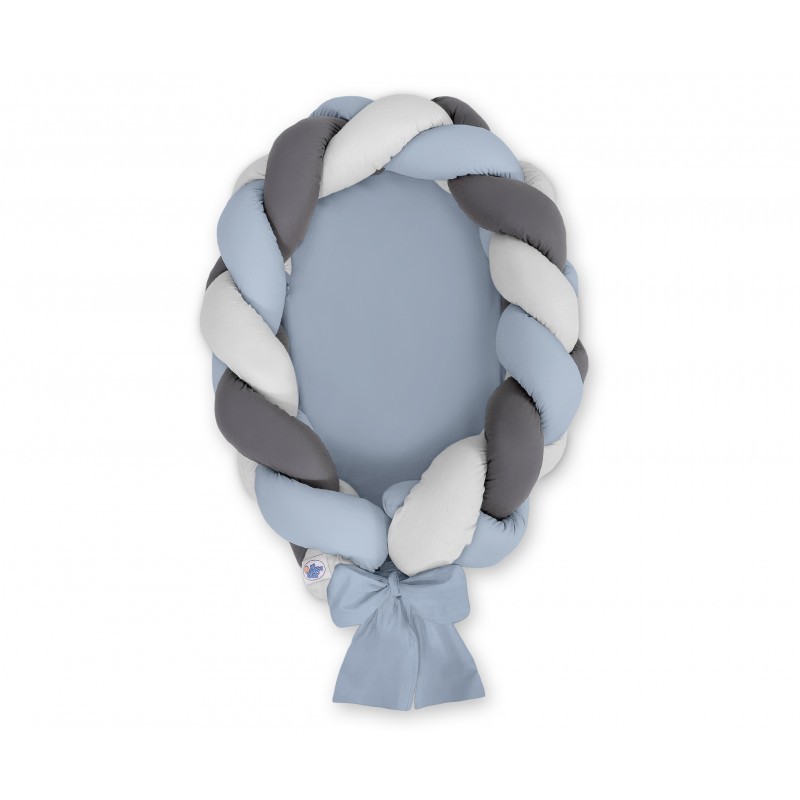 Punutud beebipesa 2in1, pastell sinine/hall/antratsiit