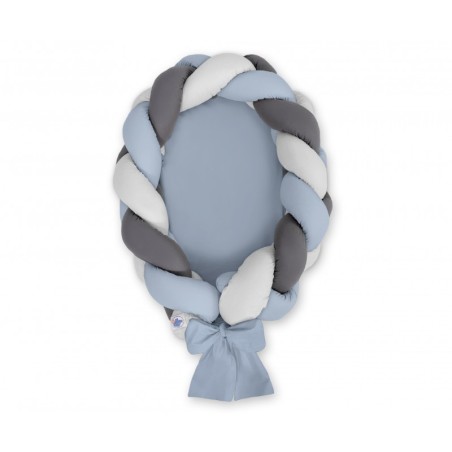 Punutud beebipesa 2in1, pastell sinine/hall/antratsiit