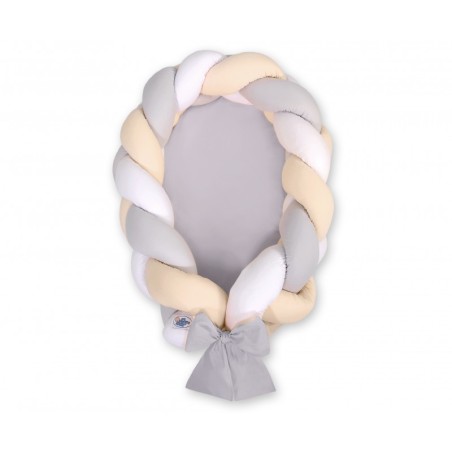 Punutud beebipesa 2in1, valge/beež/hall